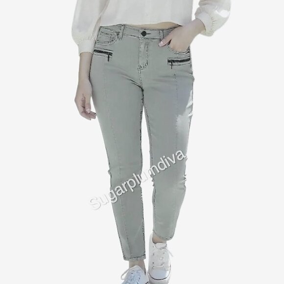 Soho NY&C Gray Tapered Leg Exposed Zippers Ankle Jeans 12 Y2k Hipster Punk NWT - Picture 1 of 12